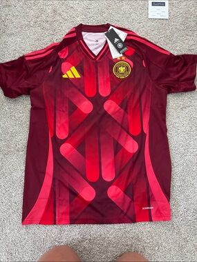 Adidas Red aeroready Germany soccer Football Jersey deutcher fussball-bund large